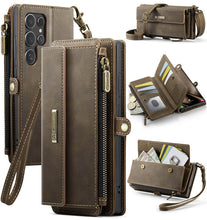 Load image into Gallery viewer, Casekis Crossbody Leather Wallet RFID Phone Case Brown
