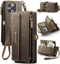 Load image into Gallery viewer, Casekis Crossbody Leather Wallet RFID Phone Case Brown
