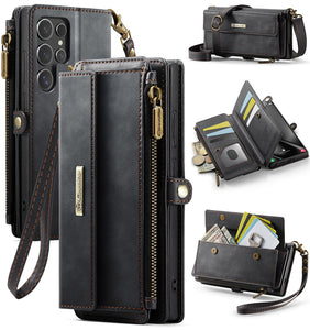 Casekis Crossbody Leather Wallet RFID Phone Case Black
