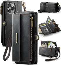 Load image into Gallery viewer, Casekis Crossbody Leather Wallet RFID Phone Case Black
