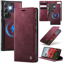 Lade das Bild in den Galerie-Viewer, Casekis Leather Magnetic Flip Detachable Wallet Phone Case Red Wine
