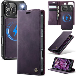 Casekis Leather Magnetic Flip Detachable Wallet Phone Case Purple
