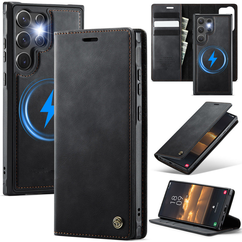 Casekis Leather Magnetic Flip Detachable Wallet Phone Case Black