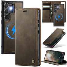 Load image into Gallery viewer, Casekis Leather Magnetic Flip Detachable Wallet Phone Case Brown
