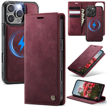 Lade das Bild in den Galerie-Viewer, Casekis Leather Magnetic Flip Detachable Wallet Phone Case Red Wine
