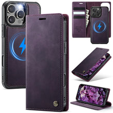 Lade das Bild in den Galerie-Viewer, Casekis Leather Magnetic Flip Detachable Wallet Phone Case Purple
