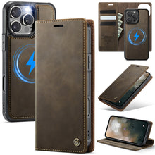 Load image into Gallery viewer, Casekis Leather Magnetic Flip Detachable Wallet Phone Case Brown
