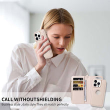 Load image into Gallery viewer, Casekis Cardholder Case with Wrist Strap,Compatible with MagSafe,Zipper Pocket,Beige
