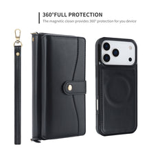 Lade das Bild in den Galerie-Viewer, CASEKIS 2-in-1 Magnetic Detachable Wallet Case with RFID Blocking, 16 Card Slots &amp; Zipper Pocket Black

