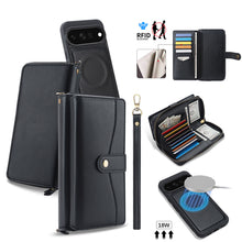 Lade das Bild in den Galerie-Viewer, CASEKIS 2-in-1 Magnetic Detachable Wallet Case with RFID Blocking, 16 Card Slots &amp; Zipper Pocket Black
