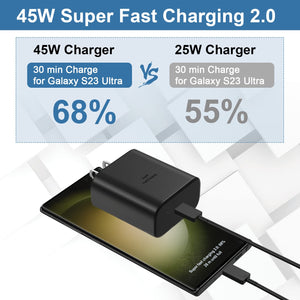 Casekis 45W Samsung Super Fast Charger with 6.6ft Type-C Cable