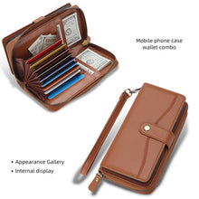 Lade das Bild in den Galerie-Viewer, CASEKIS 2-in-1 Magnetic Detachable Wallet Case with RFID Blocking, 16 Card Slots &amp; Zipper Pocket Brown
