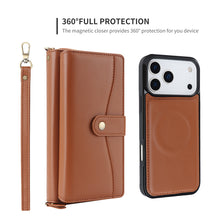 Lade das Bild in den Galerie-Viewer, CASEKIS 2-in-1 Magnetic Detachable Wallet Case with RFID Blocking, 16 Card Slots &amp; Zipper Pocket Brown
