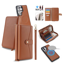 Lade das Bild in den Galerie-Viewer, CASEKIS 2-in-1 Magnetic Detachable Wallet Case with RFID Blocking, 16 Card Slots &amp; Zipper Pocket Brown
