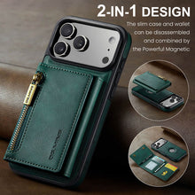 Lade das Bild in den Galerie-Viewer, Casekis RFID Magnetic Detachable Leather Wallet Phone Case Green
