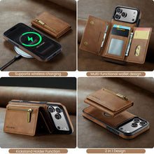 Lade das Bild in den Galerie-Viewer, Casekis RFID Magnetic Detachable Leather Wallet Phone Case Brown
