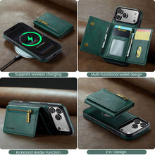 Lade das Bild in den Galerie-Viewer, Casekis RFID Magnetic Detachable Leather Wallet Phone Case Green
