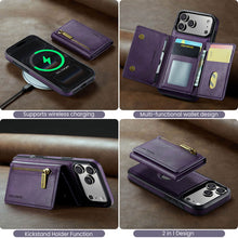 Lade das Bild in den Galerie-Viewer, Casekis RFID Magnetic Detachable Leather Wallet Phone Case Purple
