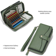Load image into Gallery viewer, CASEKIS 2-in-1 Magnetic Detachable Wallet Case with RFID Blocking, 16 Card Slots &amp; Zipper Pocket Green
