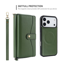 Load image into Gallery viewer, CASEKIS 2-in-1 Magnetic Detachable Wallet Case with RFID Blocking, 16 Card Slots &amp; Zipper Pocket Green

