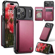 Load image into Gallery viewer, Casekis RFID Cardholder Wallet Phone Case Red Wine
