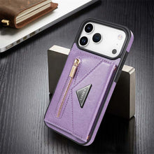 Lade das Bild in den Galerie-Viewer, Casekis Crossbody Strap Leather Magnetic Wallet Phone Case Purple
