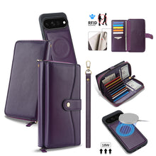 Load image into Gallery viewer, CASEKIS 2-in-1 Magnetic Detachable Wallet Case with RFID Blocking, 16 Card Slots &amp; Zipper Pocket Purple
