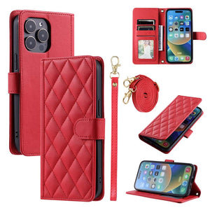 Casekis 3 Card Leather Crossbody Wallet Phone Case Red