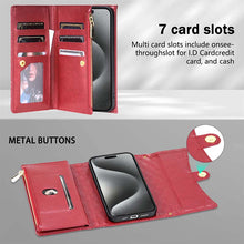 Load image into Gallery viewer, Casekis 7-Slot Foldable Crossbody Wallet Phone Case Red

