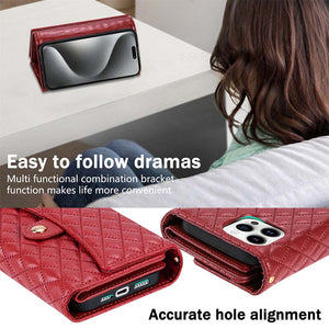 Casekis 7-Slot Foldable Crossbody Wallet Phone Case Red
