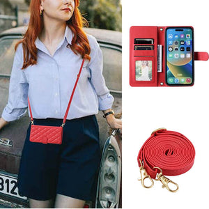 Casekis 3 Card Leather Crossbody Wallet Phone Case Red