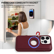 Load image into Gallery viewer, Casekis Cardholder Case with Wrist Strap,Compatible with MagSafe,Zipper Pocket,Red Wine

