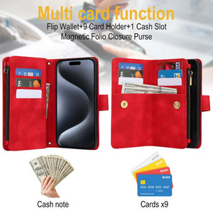 Casekis Crossbody 9 Card Holder Phone Case Red