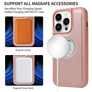 Casekis Cardholder Case with Wrist Strap,Compatible with MagSafe,Zipper Pocket,Rose Gold