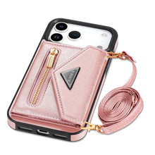 Lade das Bild in den Galerie-Viewer, Casekis Crossbody Strap Leather Magnetic Wallet Phone Case Rose Gold

