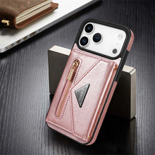 Lade das Bild in den Galerie-Viewer, Casekis Crossbody Strap Leather Magnetic Wallet Phone Case Rose Gold
