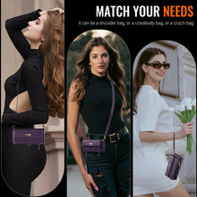 Load image into Gallery viewer, Casekis Crossbody Leather Wallet RFID Phone Case Purple

