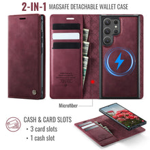 Lade das Bild in den Galerie-Viewer, Casekis Leather Magnetic Flip Detachable Wallet Phone Case Red Wine
