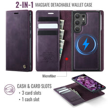 Lade das Bild in den Galerie-Viewer, Casekis Leather Magnetic Flip Detachable Wallet Phone Case Purple
