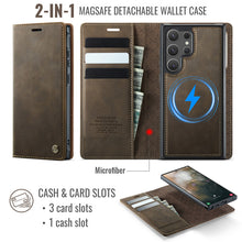 Load image into Gallery viewer, Casekis Leather Magnetic Flip Detachable Wallet Phone Case Brown
