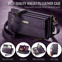 Load image into Gallery viewer, Casekis Crossbody Leather Wallet RFID Phone Case Purple
