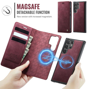 Casekis Leather Magnetic Flip Detachable Wallet Phone Case Red Wine