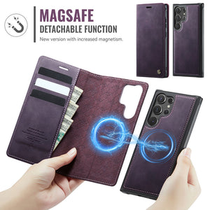 Casekis Leather Magnetic Flip Detachable Wallet Phone Case Purple
