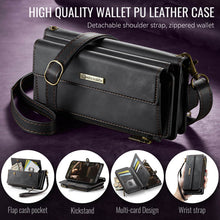 Load image into Gallery viewer, Casekis Crossbody Leather Wallet RFID Phone Case Black
