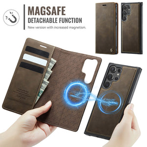 Casekis Leather Magnetic Flip Detachable Wallet Phone Case Brown