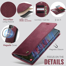 Lade das Bild in den Galerie-Viewer, Casekis Leather Magnetic Flip Detachable Wallet Phone Case Red Wine
