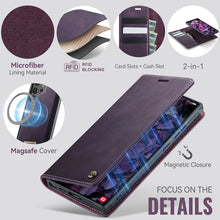 Lade das Bild in den Galerie-Viewer, Casekis Leather Magnetic Flip Detachable Wallet Phone Case Purple

