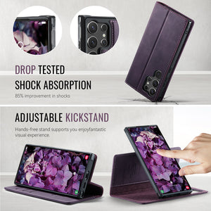Casekis Leather Magnetic Flip Detachable Wallet Phone Case Purple