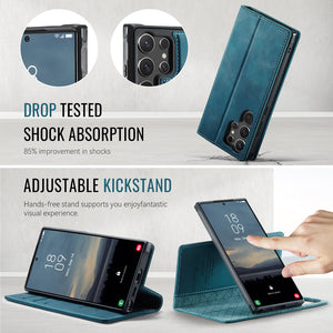 Casekis Leather Magnetic Flip Detachable Wallet Phone Case Blue Green