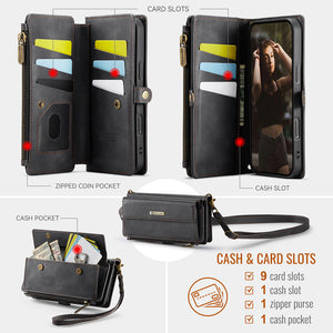 Casekis Crossbody Leather Wallet RFID Phone Case Black